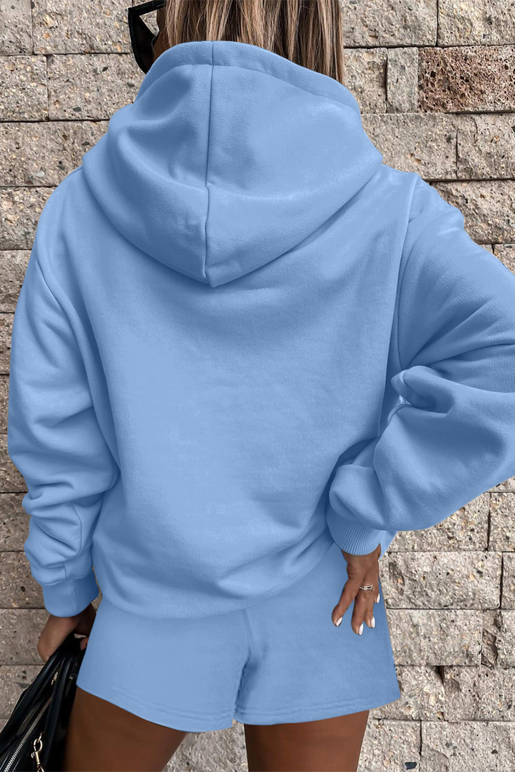 Button Drawstring Hoodie & Shorts Set – Women’s 2 Piece Lounge & Workout Outfit