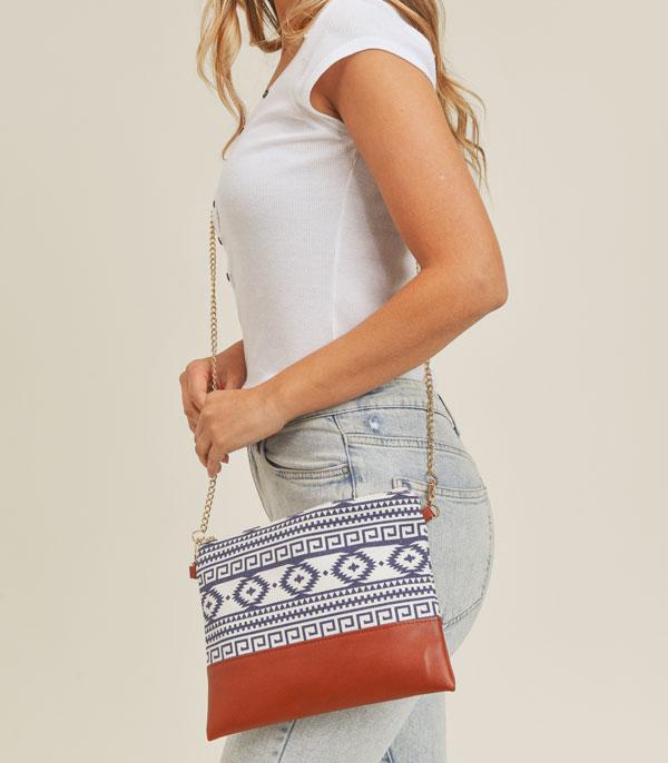 Aztec Pattern Crossbody Wristlet Western Bag