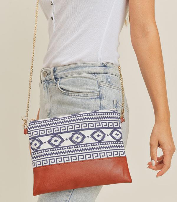 Aztec Pattern Crossbody Wristlet Western Bag