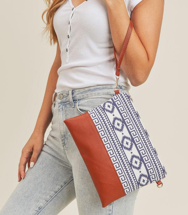 Aztec Pattern Crossbody Wristlet Western Bag - The Bling Barn western fashion jewelry