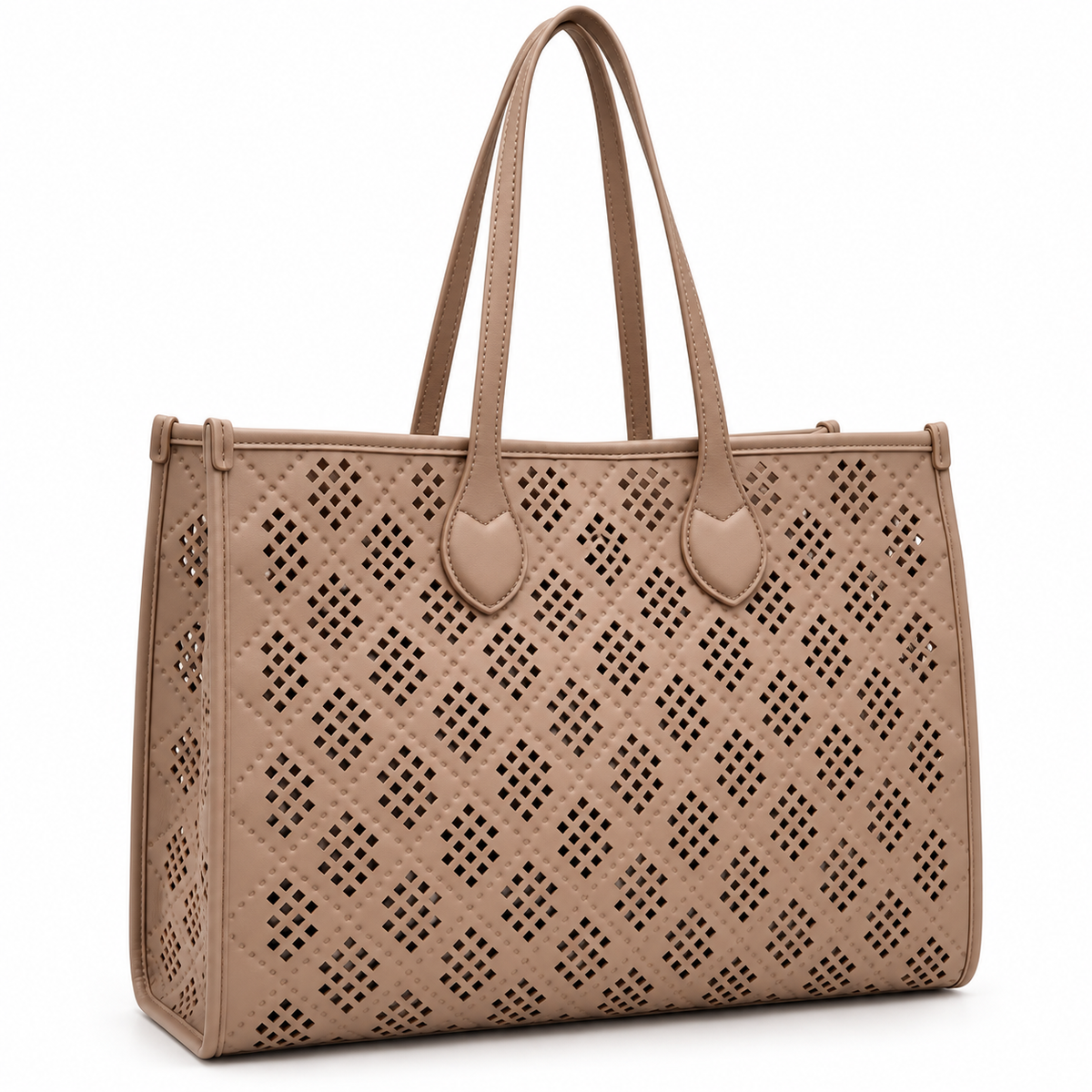Lattice Luxe Tote | Perforated Faux Leather Shoulder Bag