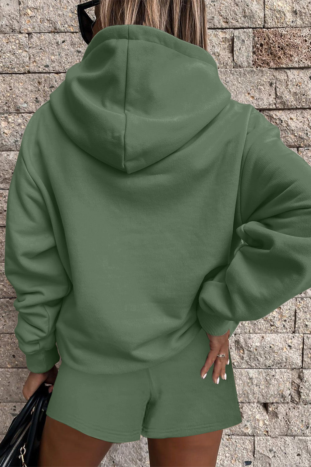 Button Drawstring Hoodie & Shorts Set – Women’s 2 Piece Lounge & Workout Outfit