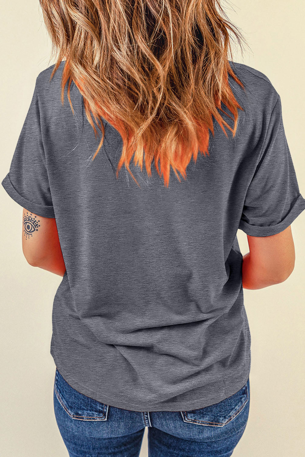 Gray Baseball Bowknot Graphic Tee – Women’s Casual Crew Neck T-Shirt