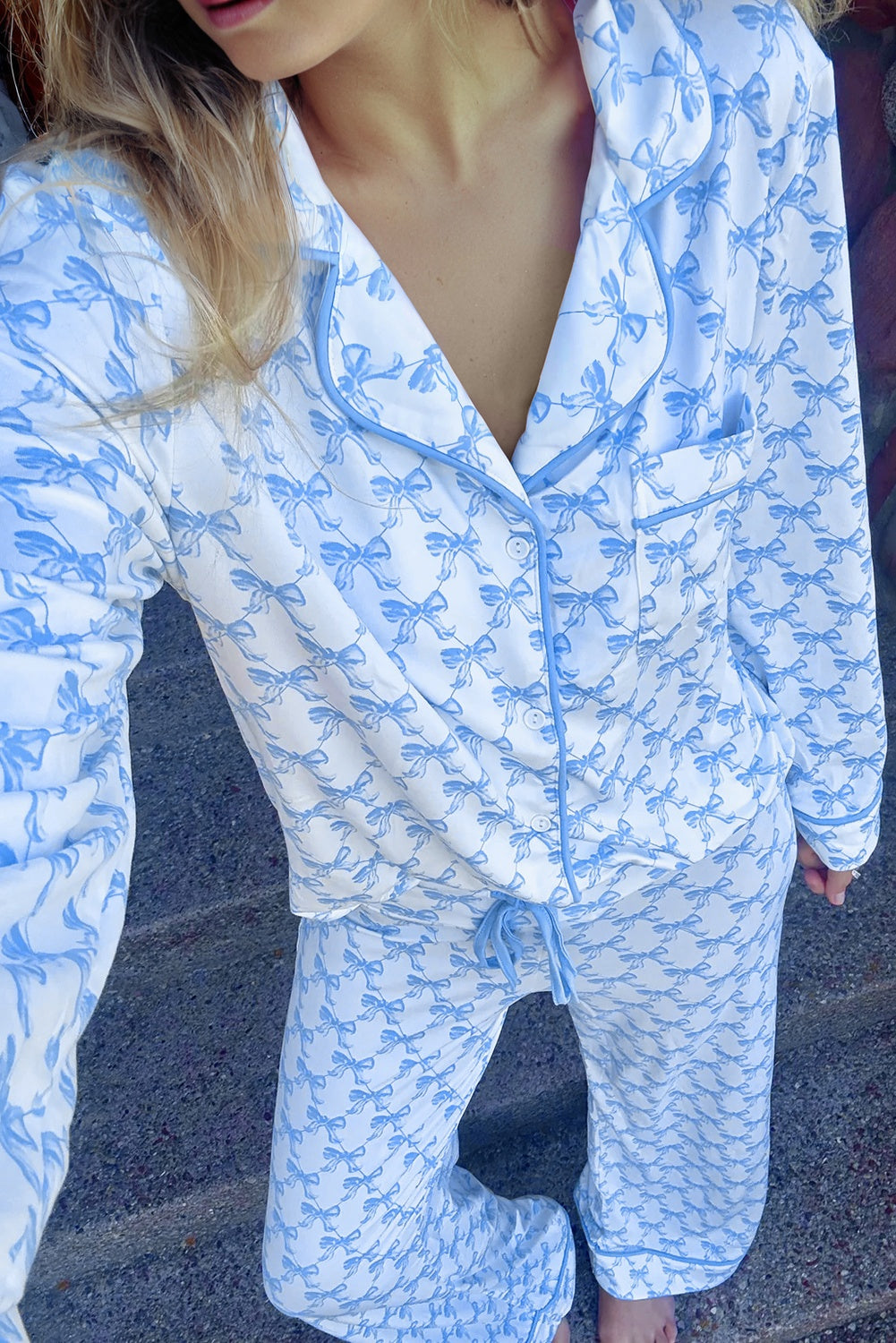 Blush Bow Cozy Pajama Set