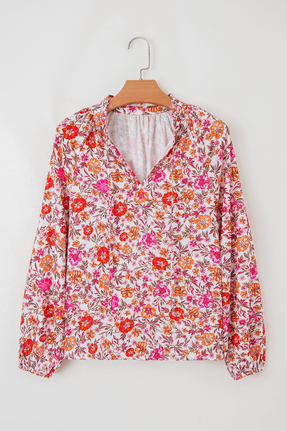 Boho Bloom Tie-Neck Blouse