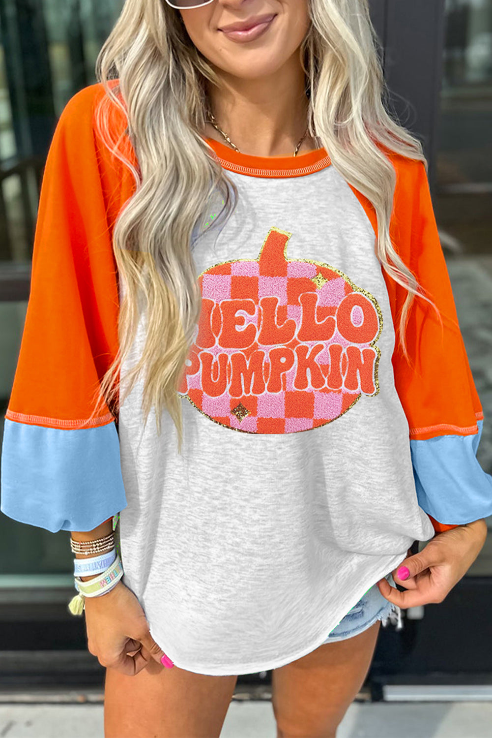 Oh My Gourd HELLO PUMPKIN Bubble Sleeve Pullover