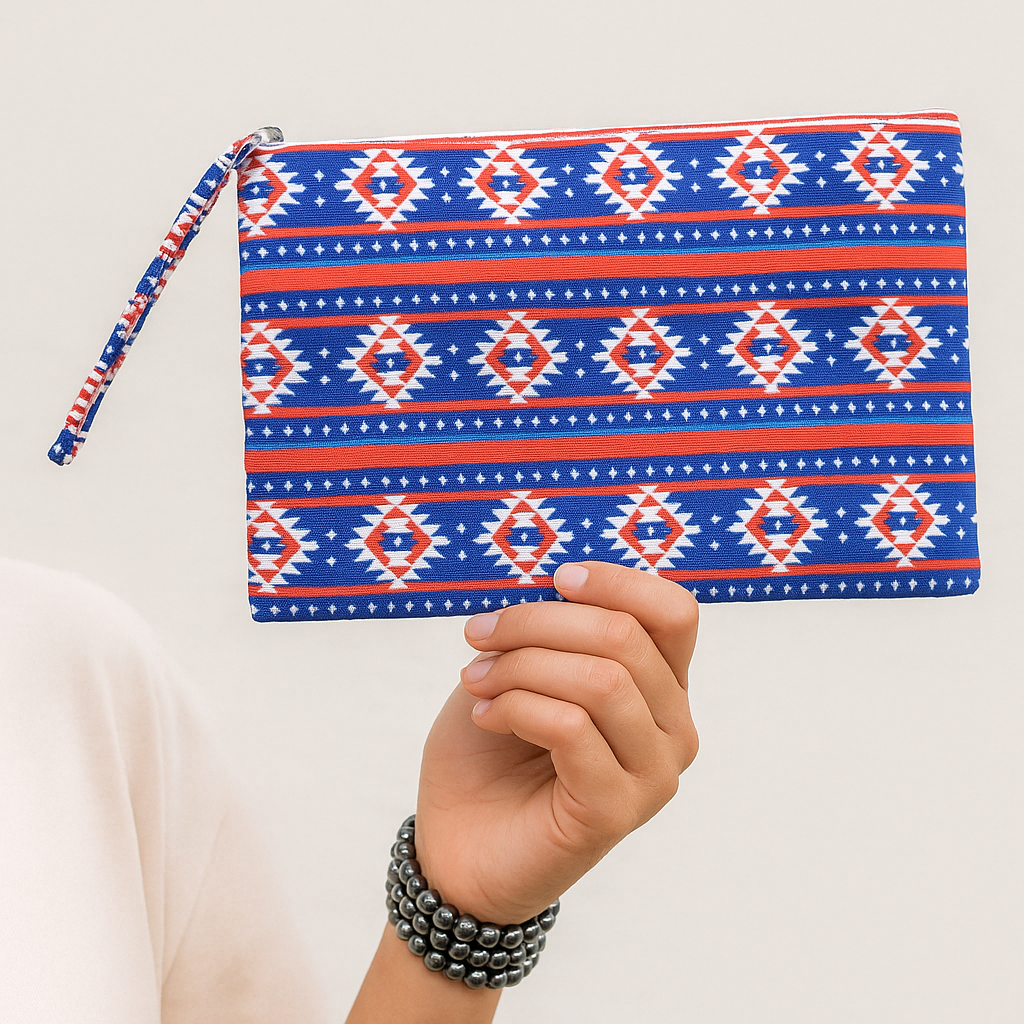 Aztec Print Pouch Bag Western Wristlet