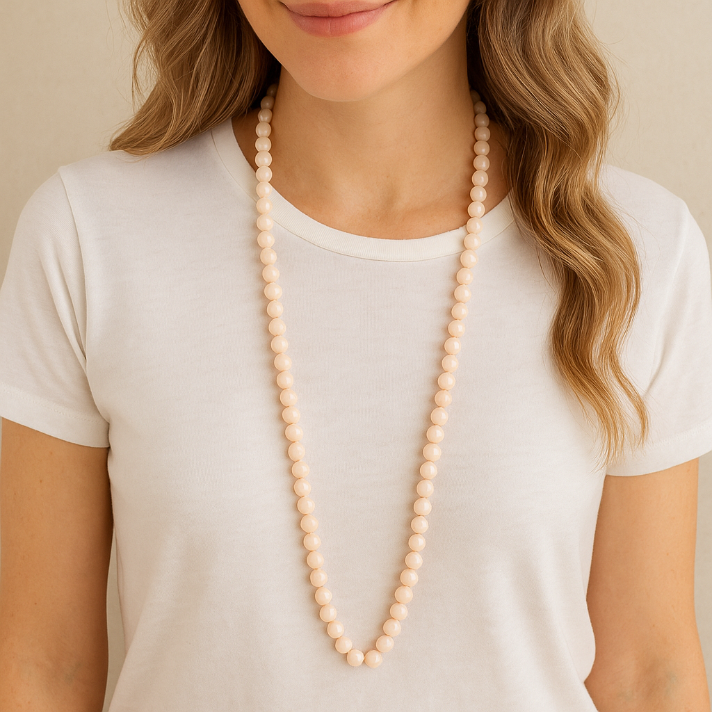 ✨ Blush Glimmer 60" Beaded Strand Necklace ✨