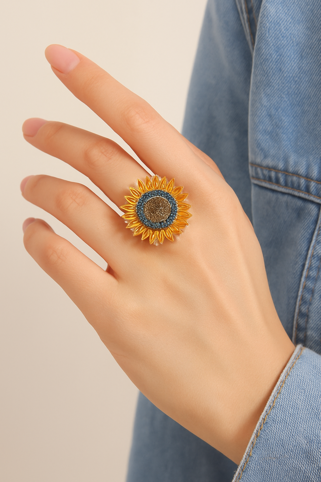 Golden Bloom Sunflower Adjustable One Size Ring
