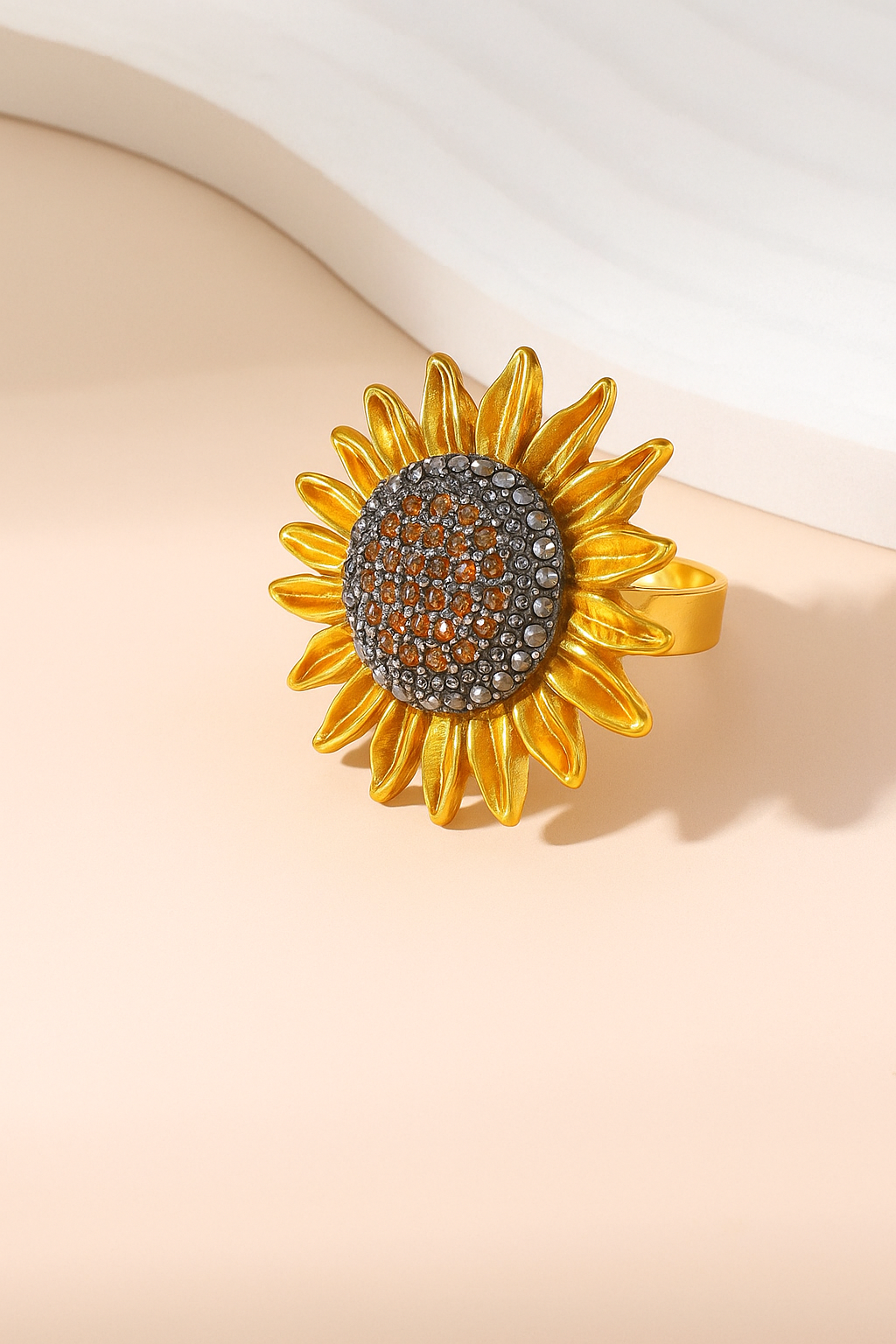 Golden Bloom Sunflower Adjustable One Size Ring