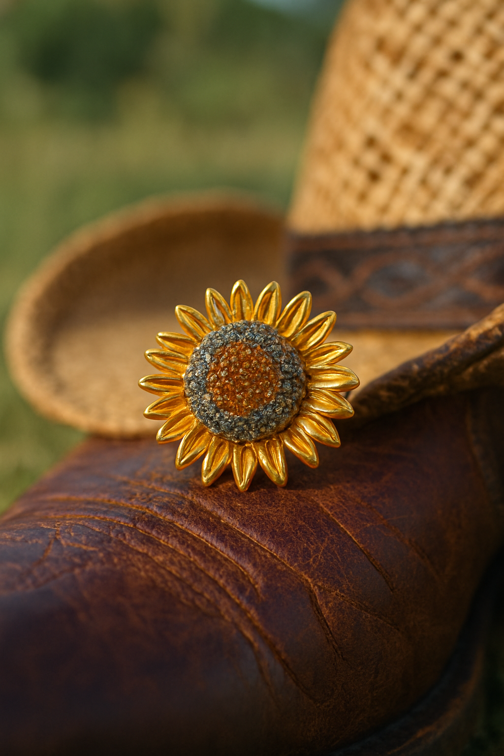 Golden Bloom Sunflower Adjustable One Size Ring