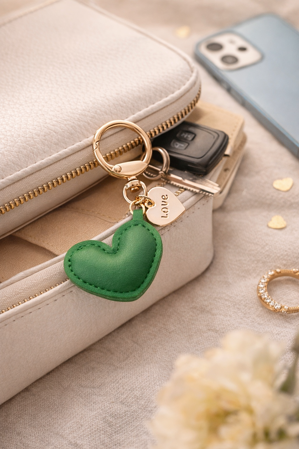 Lucky Love Heart Keychain Charm