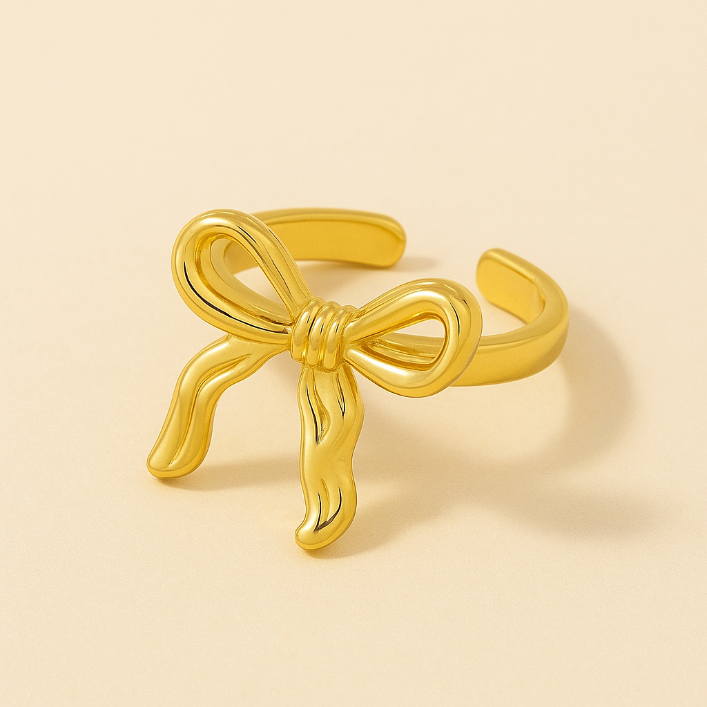 Topped Off With A Bow Coquette Ring Adjustable Size