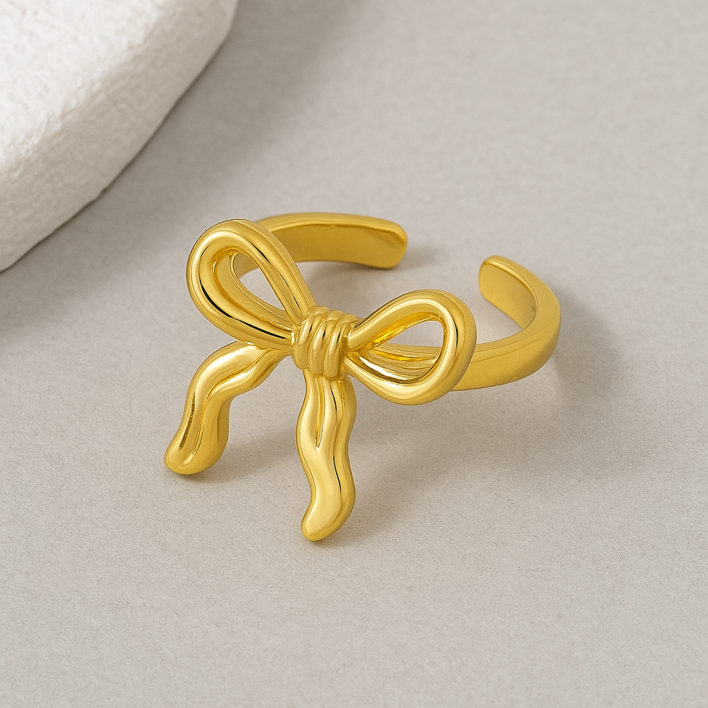 Topped Off With A Bow Coquette Ring Adjustable Size