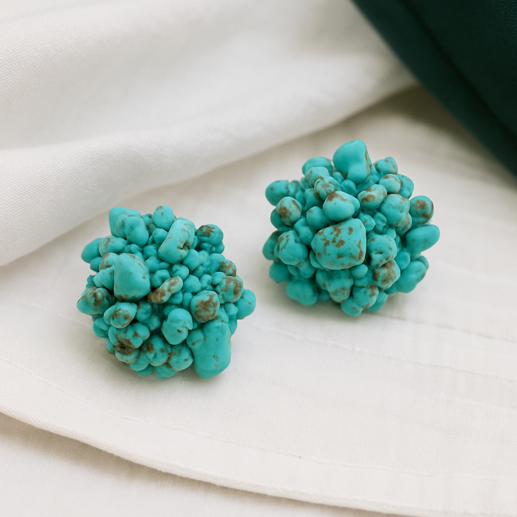 A Cluster Of Blue Crackle Stud Earrings