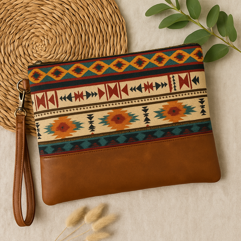 Multicolored Aztec Print Oversized Wristlet
