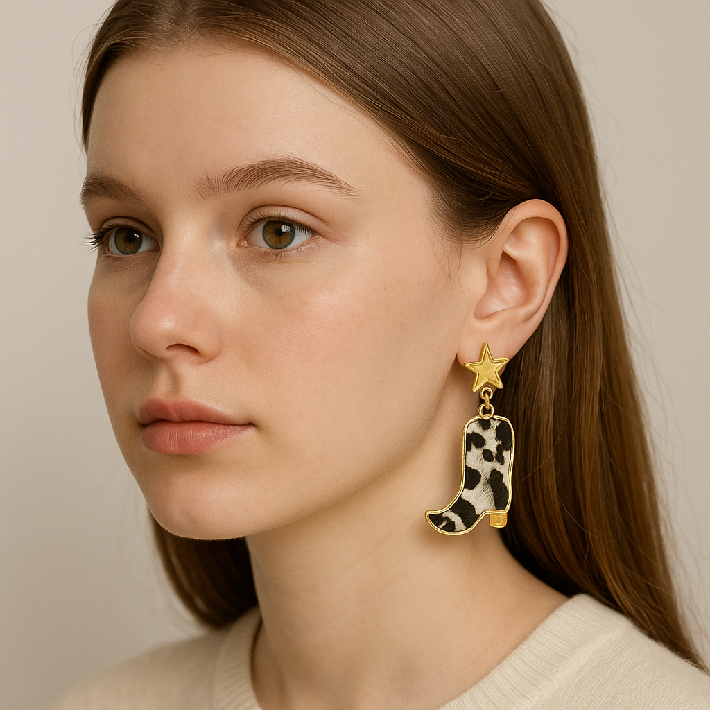 Until The Moos Come Home Western Boot Earrings