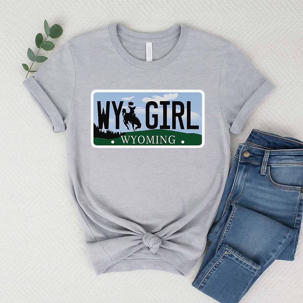 Proud WY Wyoming Girl License Plate Top