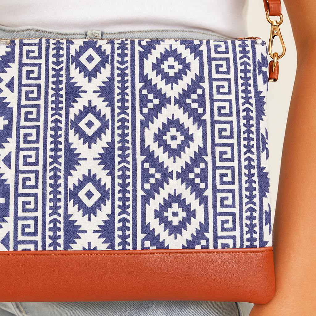 Aztec Pattern Crossbody Wristlet Western Bag