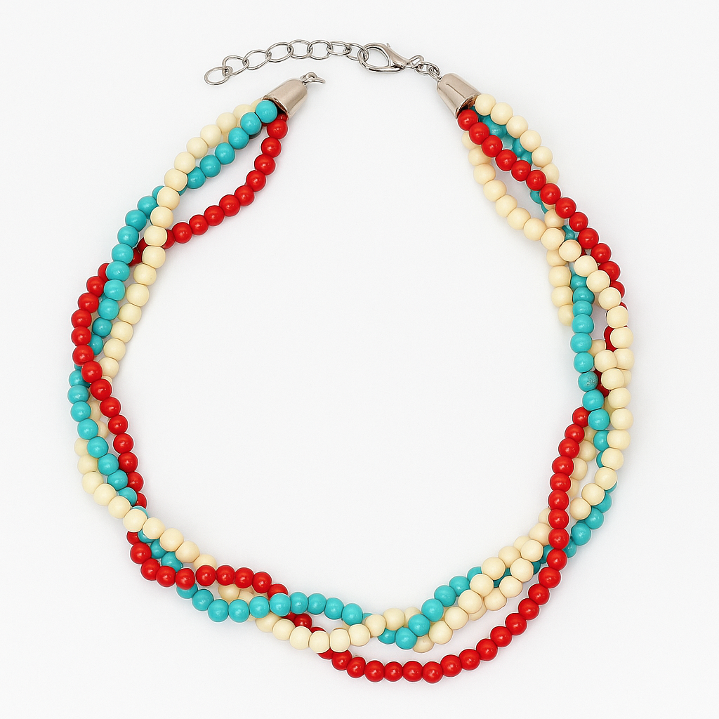 Wrapped Around A Crackle Stone Necklace- Short Necklace