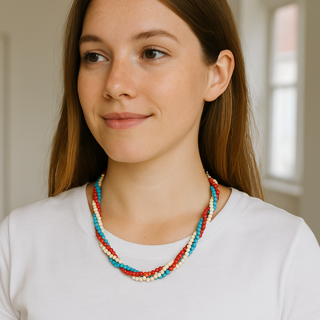 Wrapped Around A Crackle Stone Necklace- Short Necklace