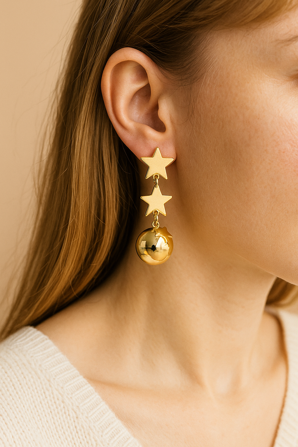 Gold Stars Fill The Day and Night Earrings