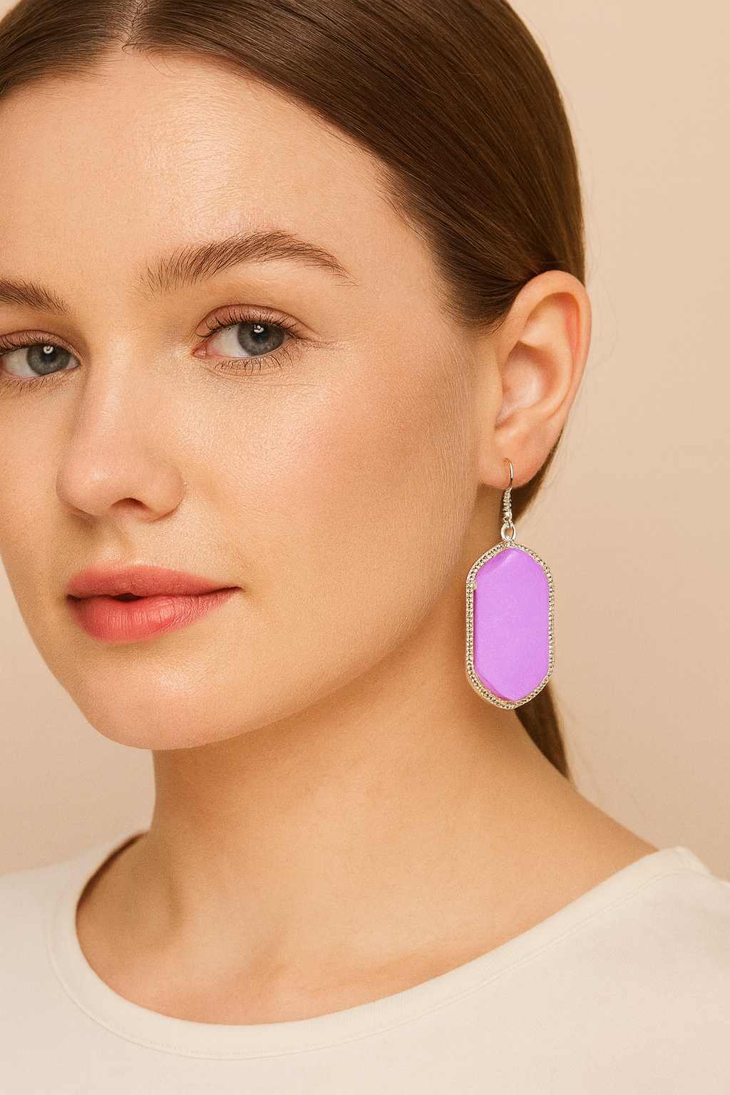 Purple Pink Geo Abstract Drop Earrings