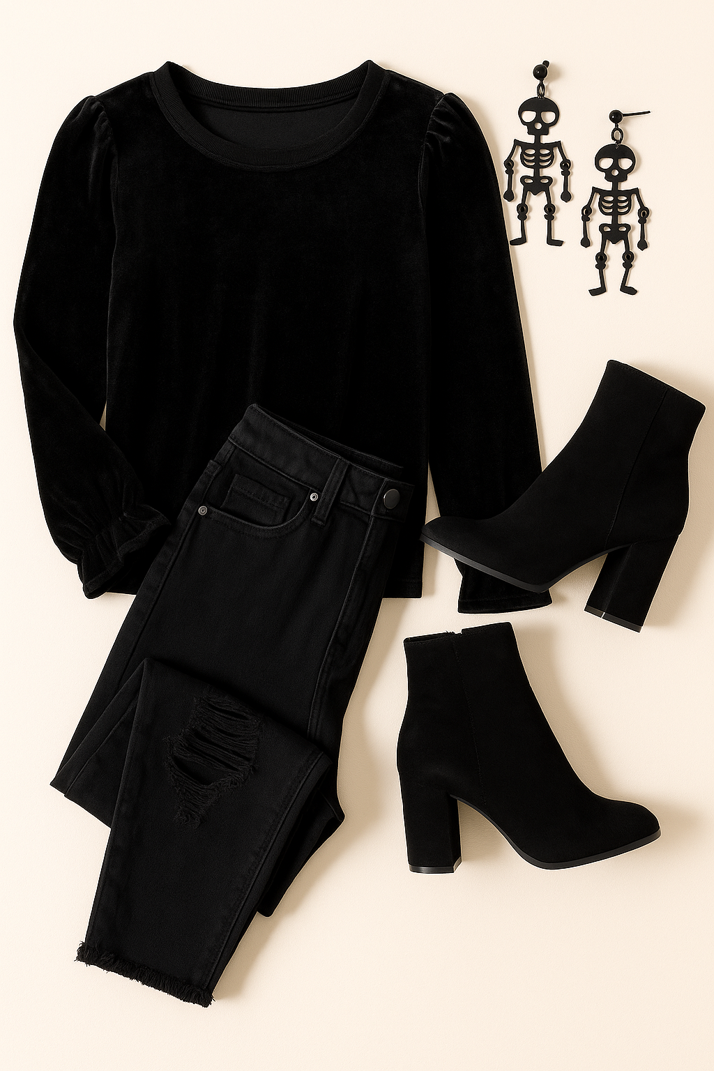 Feeling A Bit Boney Black Earrings
