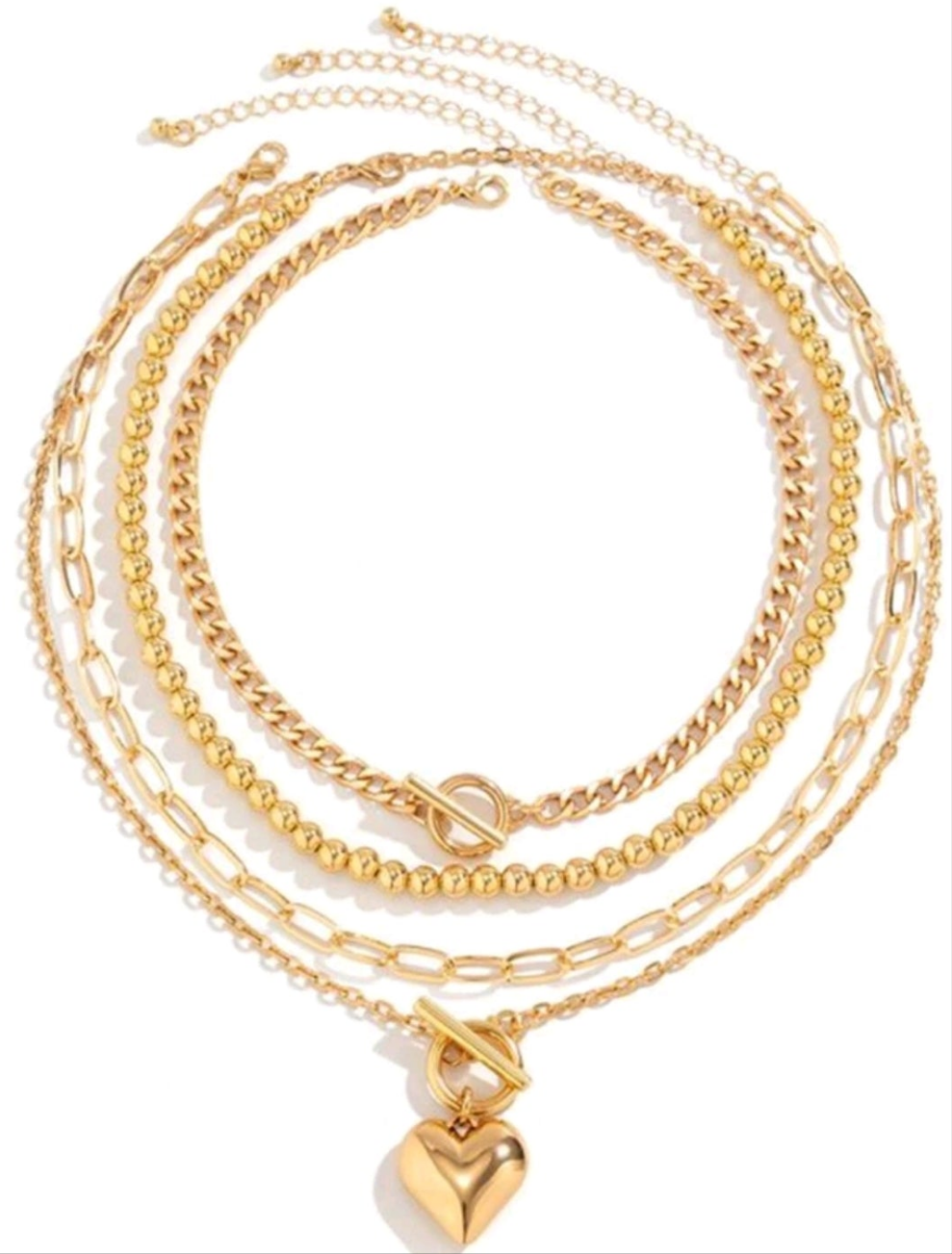 When We Fall In Love 4 Piece Chain Fashion Necklace Set