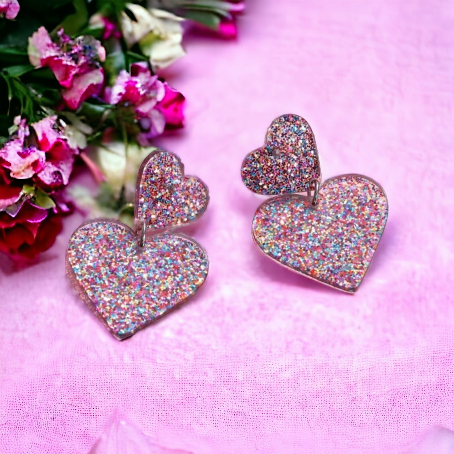 A Heart Made of Glitter Drop Earrings