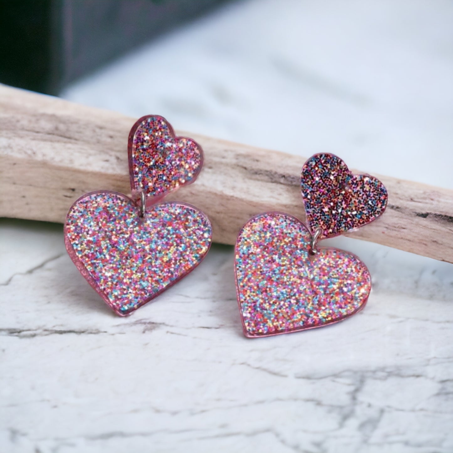 A Heart Made of Glitter Drop Earrings