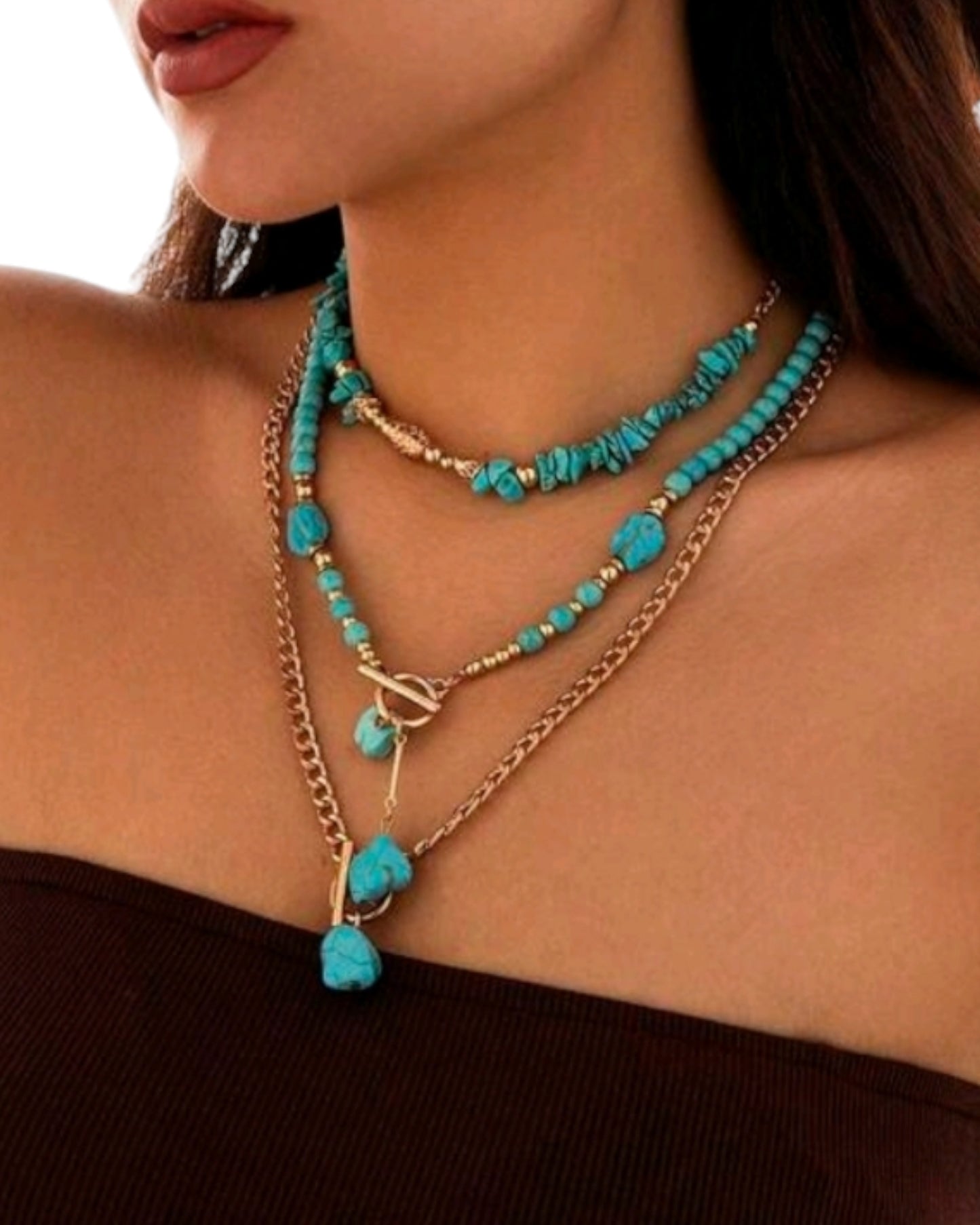 Tumbling Truth Cowgirl Blue Western Fashion (3) Piece Necklace Set