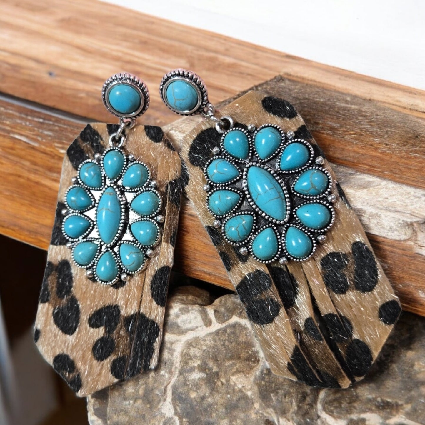 When Leopard and Turquoise Collide Earrings