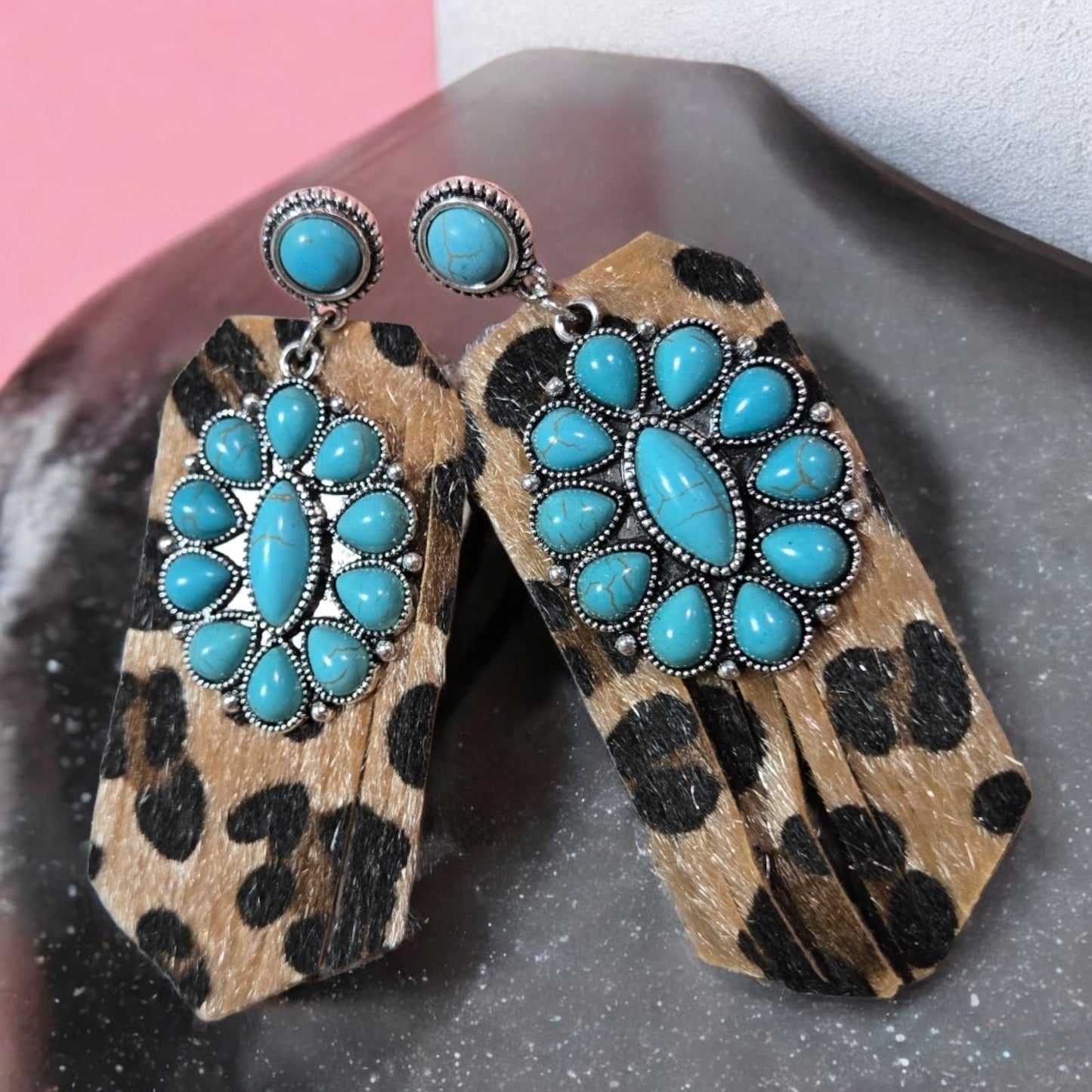 When Leopard and Turquoise Collide Earrings