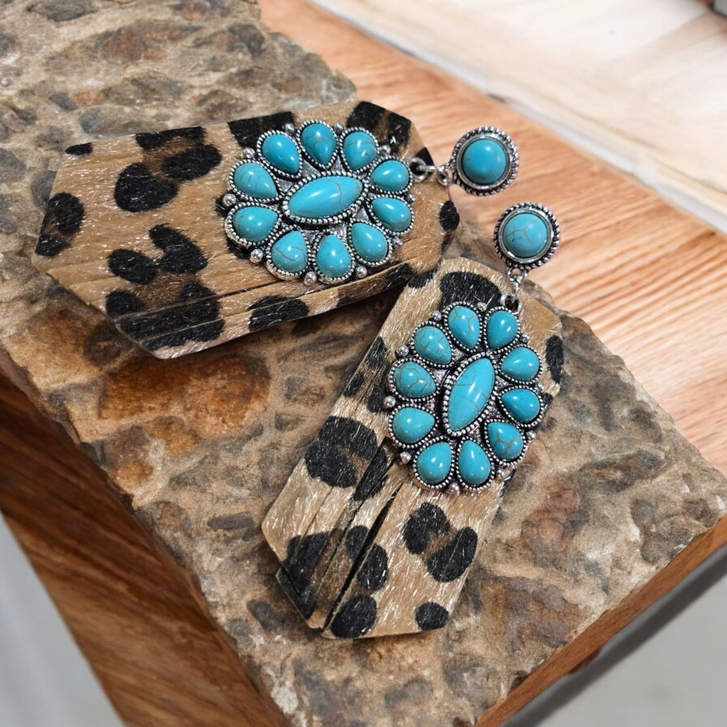 When Leopard and Turquoise Collide Earrings
