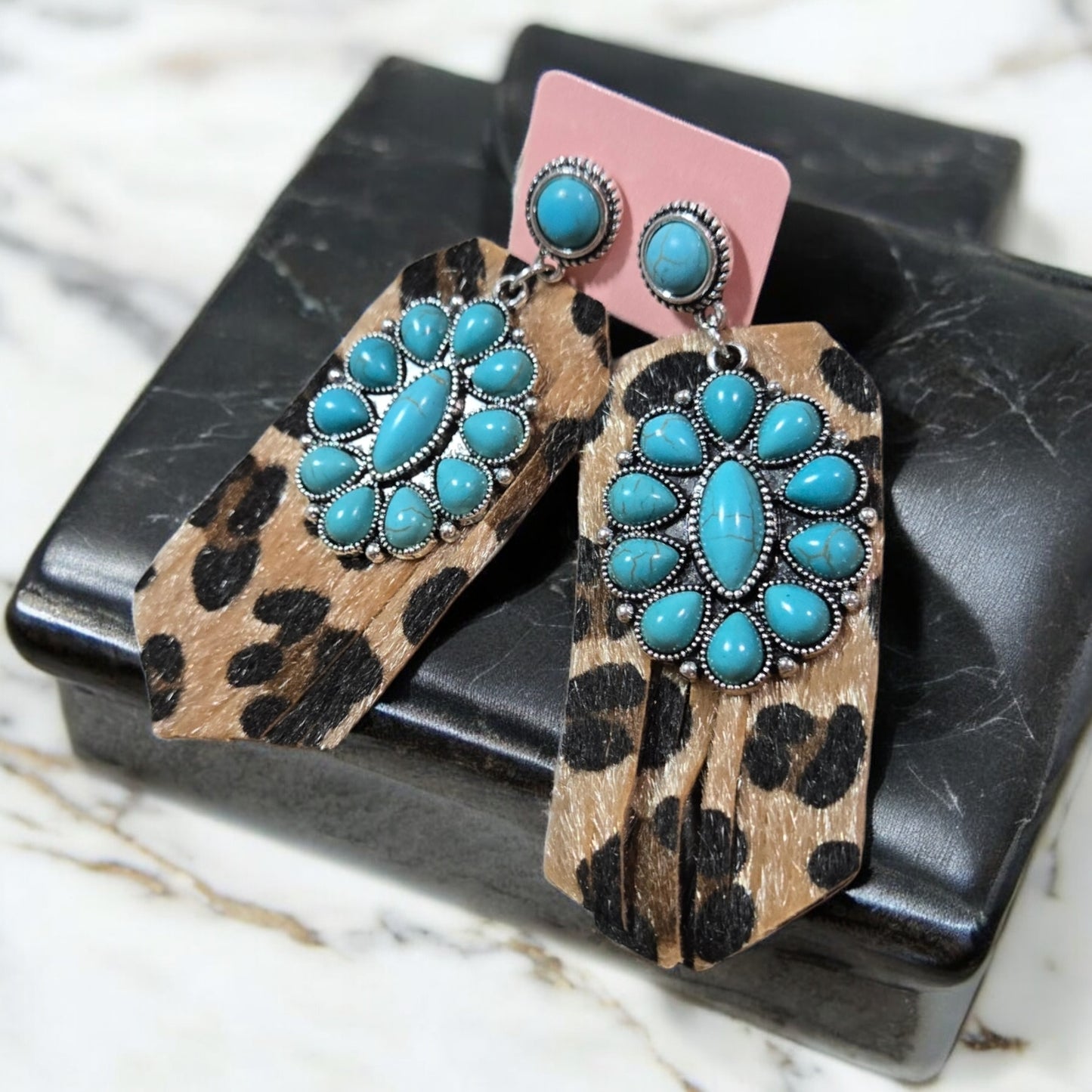 When Leopard and Turquoise Collide Earrings