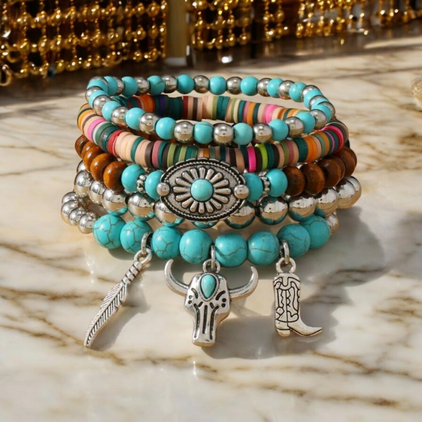 Wild West Bracelet Stack 5 Stretch Bracelets