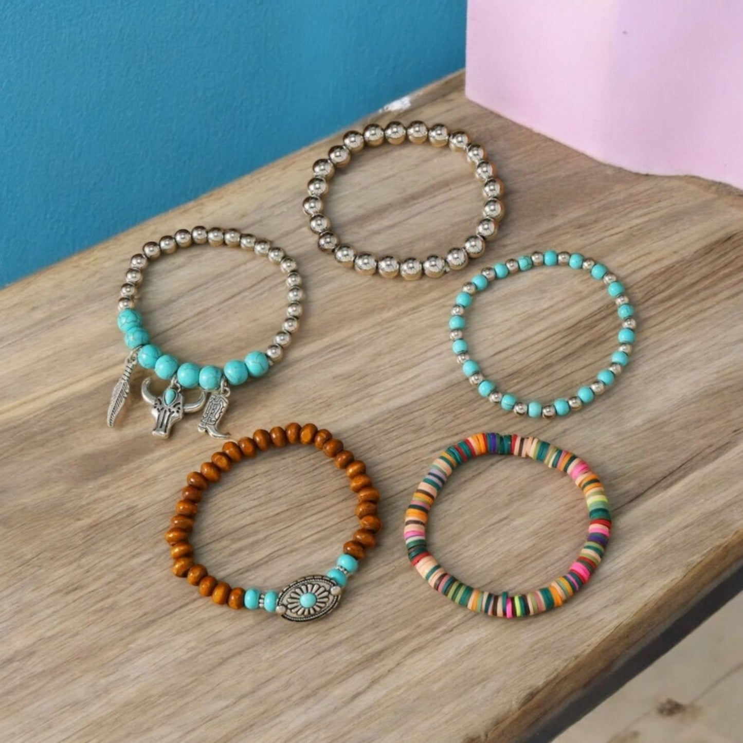 Wild West Bracelet Stack 5 Stretch Bracelets