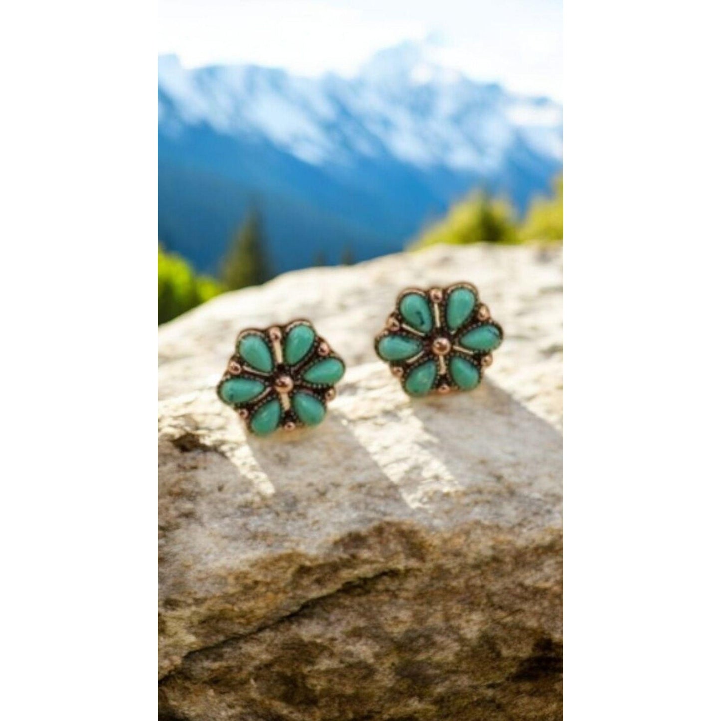 A Beautiful Bloom Western Flower Copper Stud Earrings