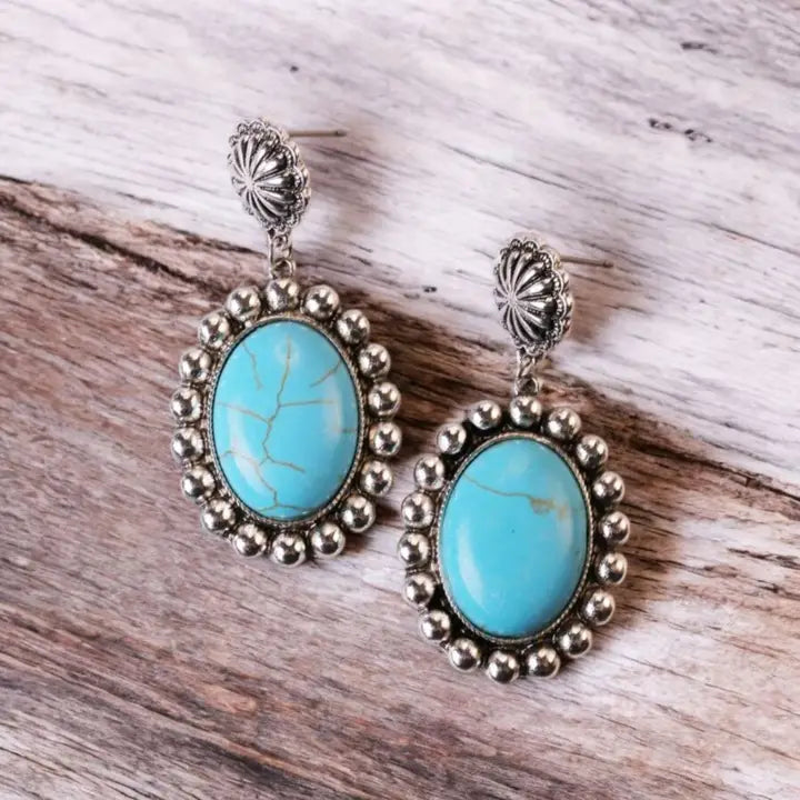 Make A Statement Cowgirl Blue Fashion Drop Earrings