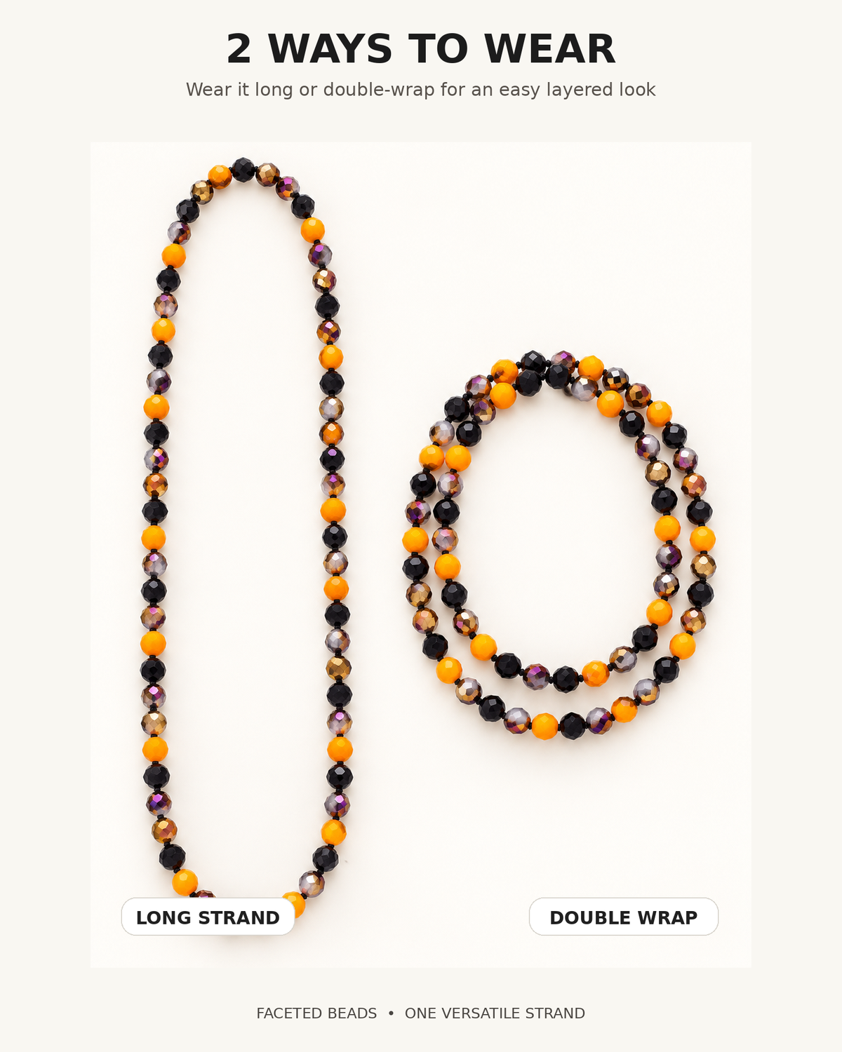 Harvest Moon Long Beaded Wrap Necklace