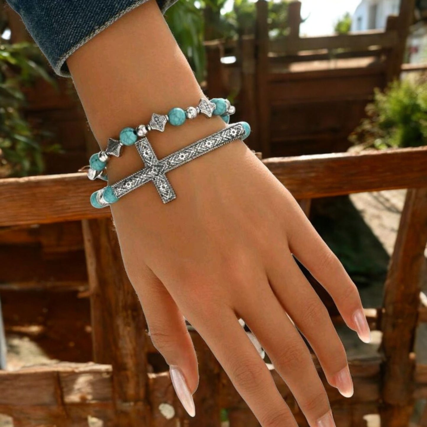 My Cross Shines 2 Piece Stretch Fashion Bracelet Set