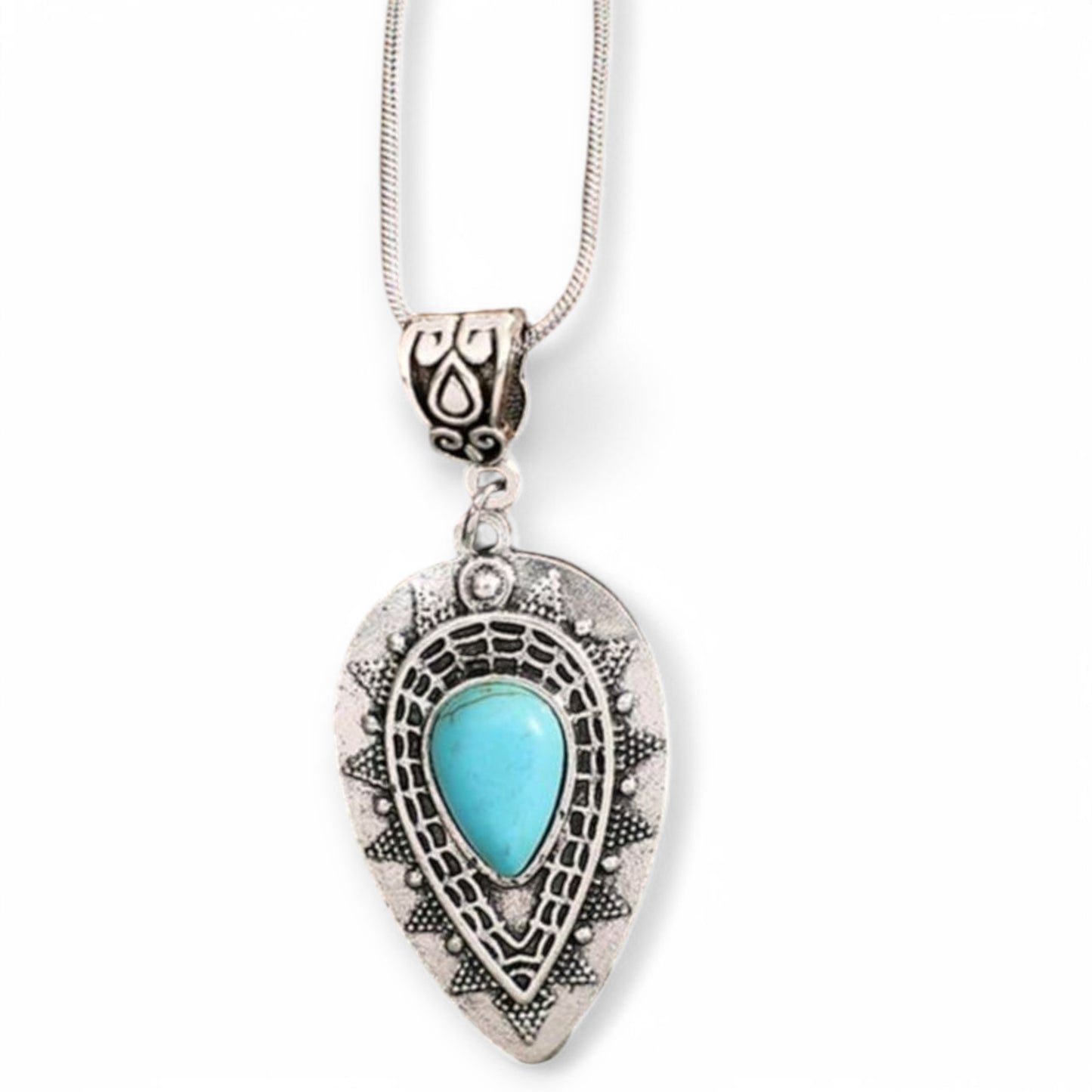 Western Vintage Style Teardrop Pendant Fashion Necklace