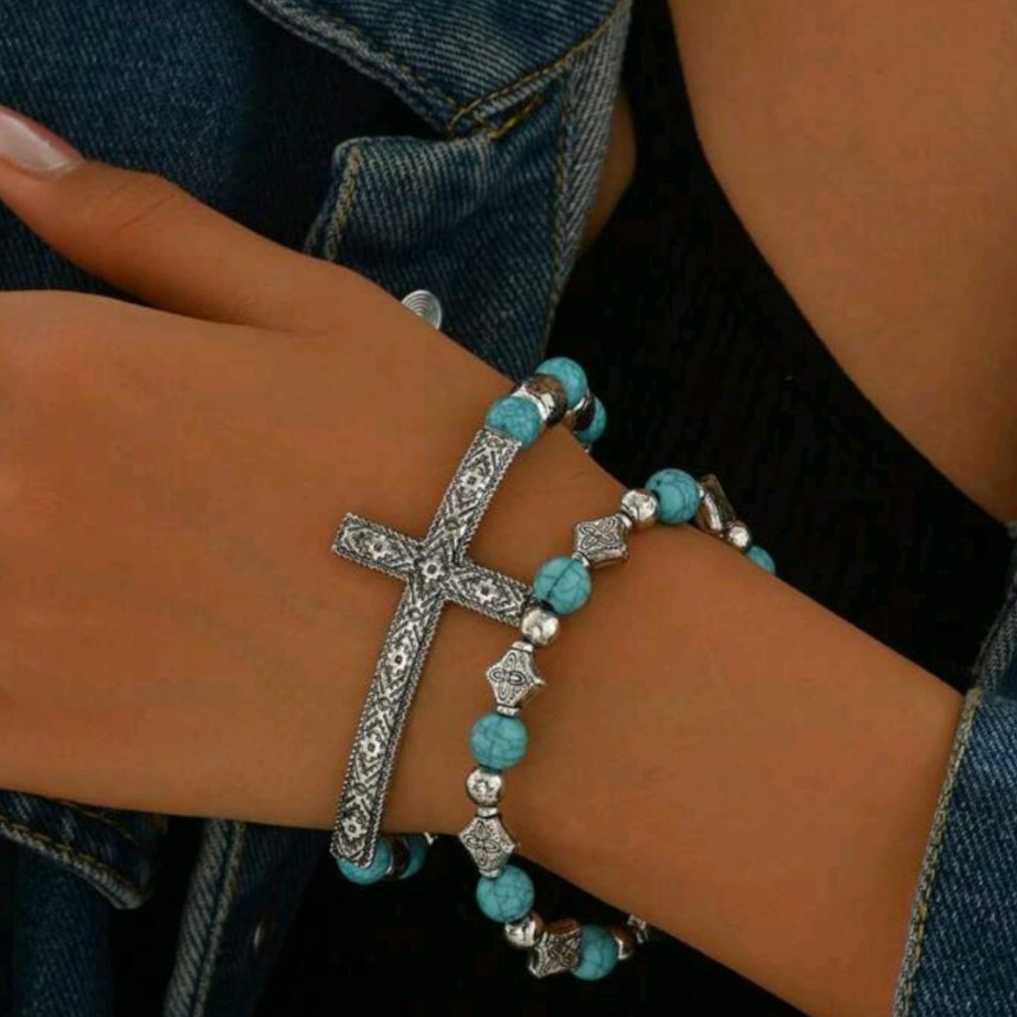 My Cross Shines 2 Piece Stretch Fashion Bracelet Set