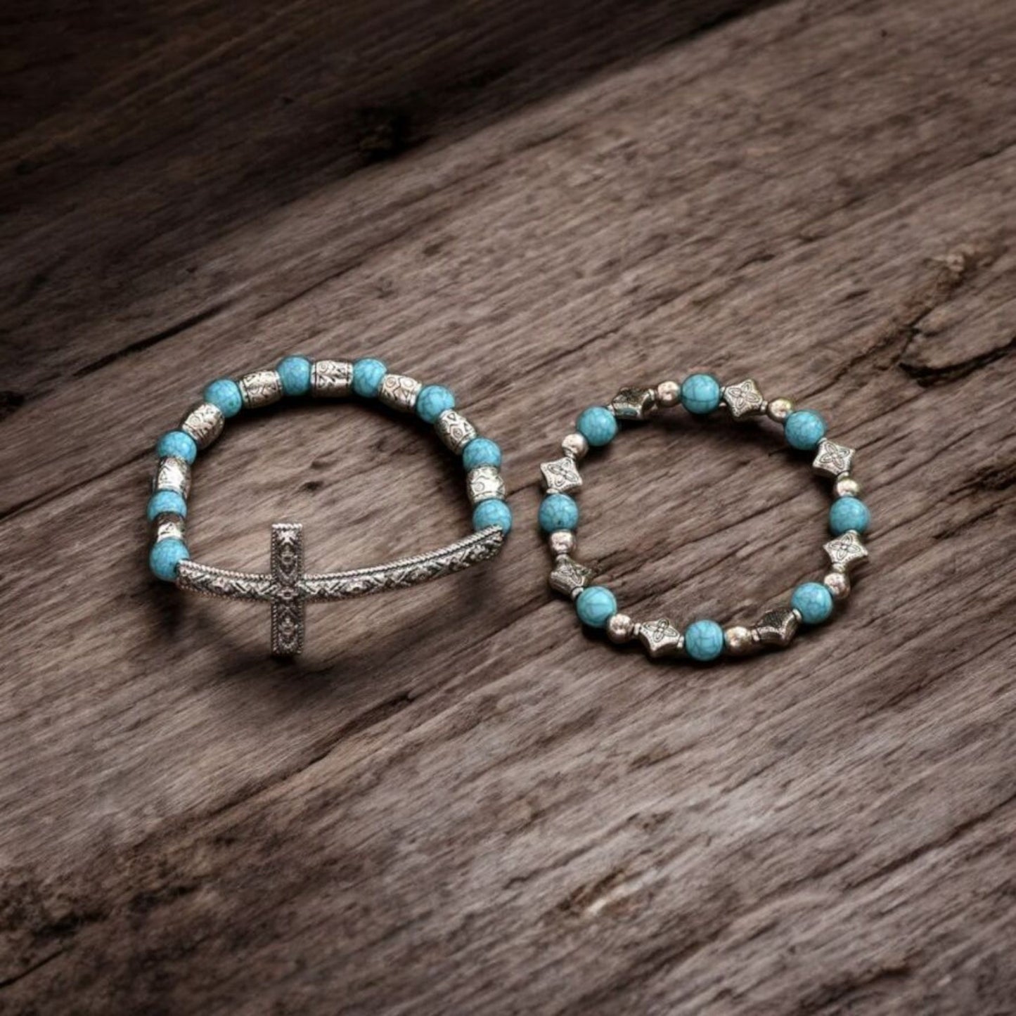 My Cross Shines 2 Piece Stretch Fashion Bracelet Set