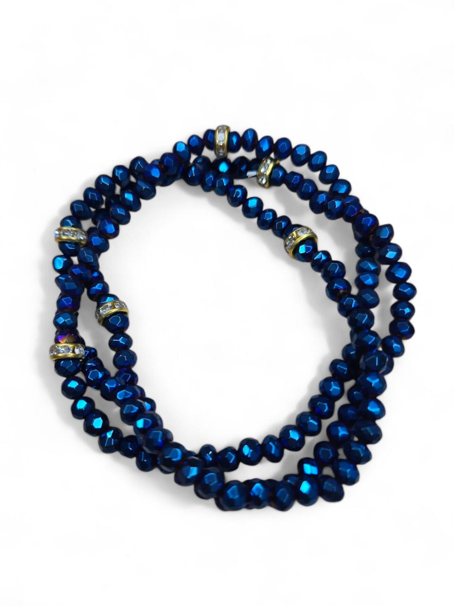 Metallic Mini Glass Bead Stretch Bracelets Set of 3
