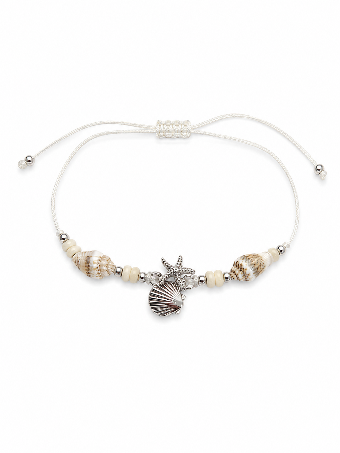 Adjustable Coastal Charm Bracelet Anklet – Beach Shell Starfish Summer Jewelry