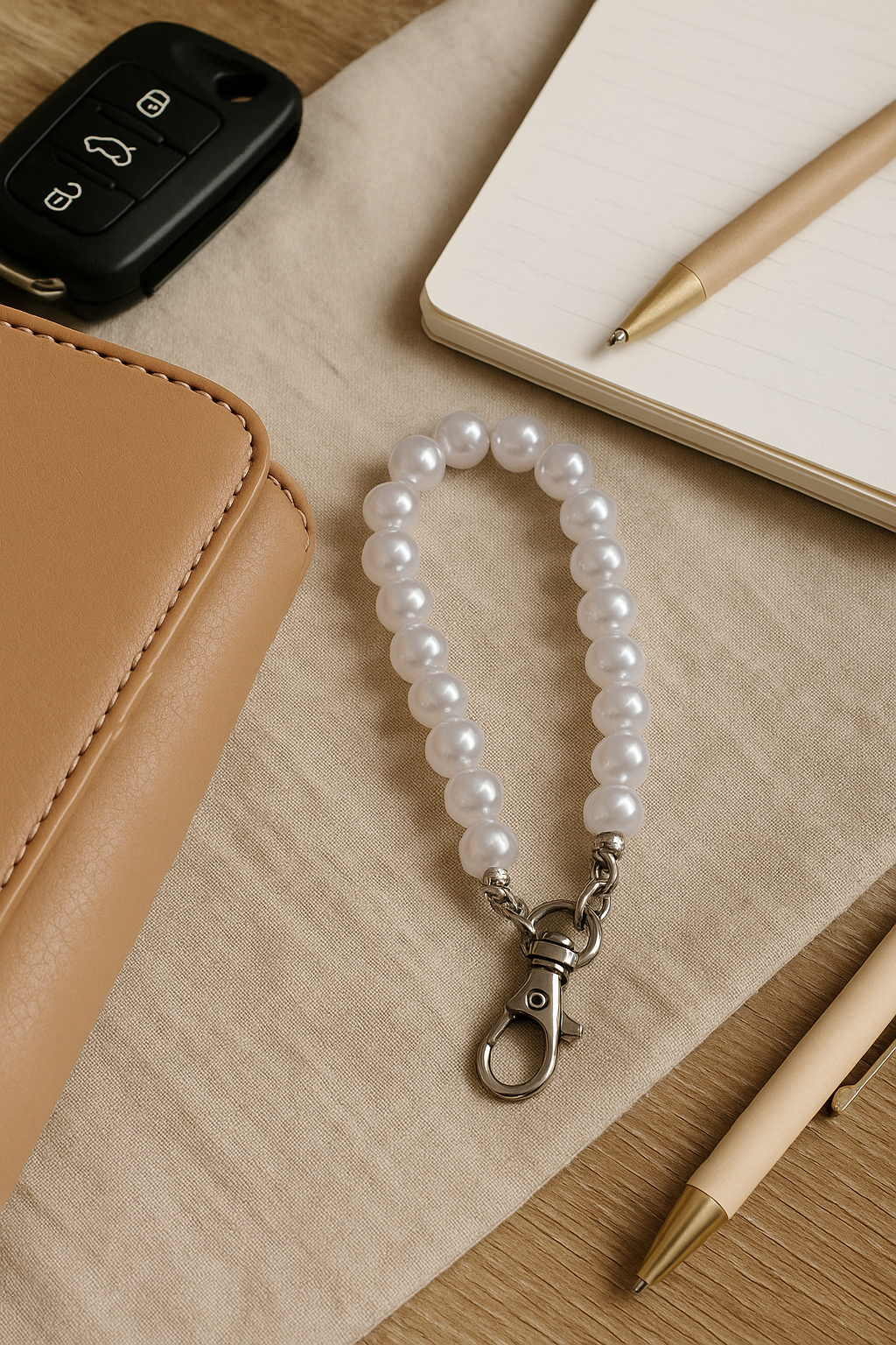 Classy Demure Faux Pearl Bead Keychains