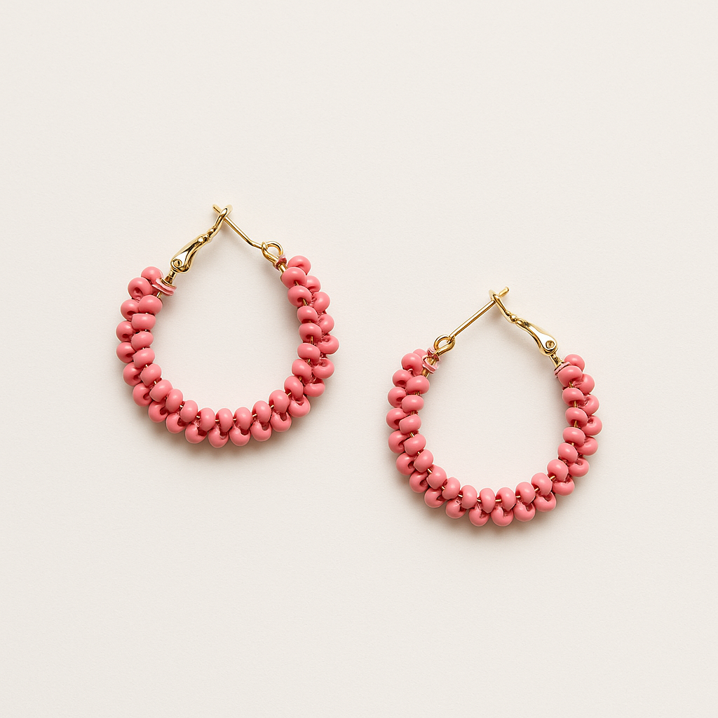 Bright And Light Seed Bead Hoop Earrings
