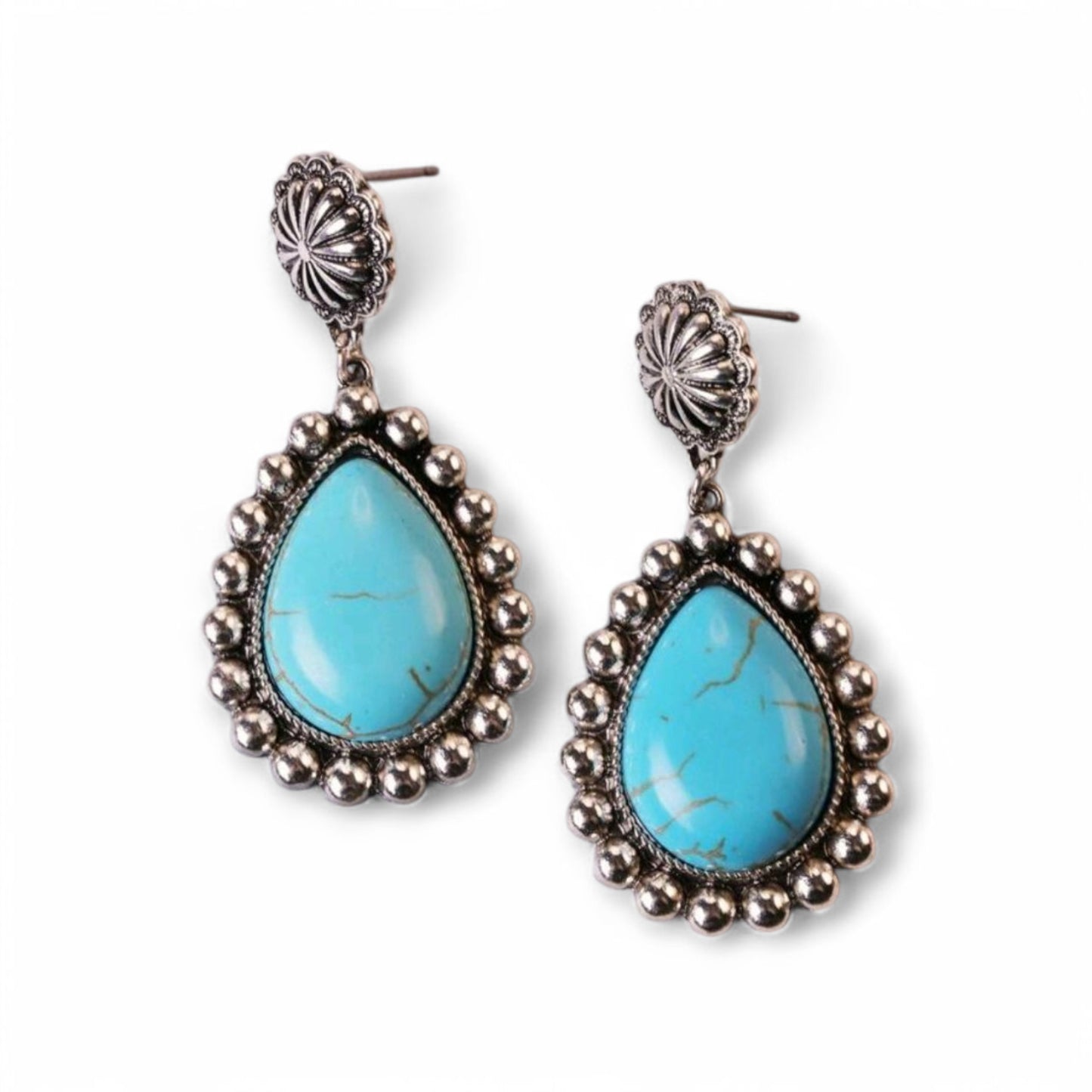Make A Statement Cowgirl Blue Fashion Drop Earrings